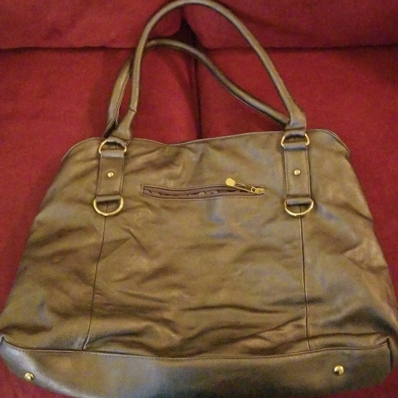 Women's gray purse with gold accents - Picture 2 of 6